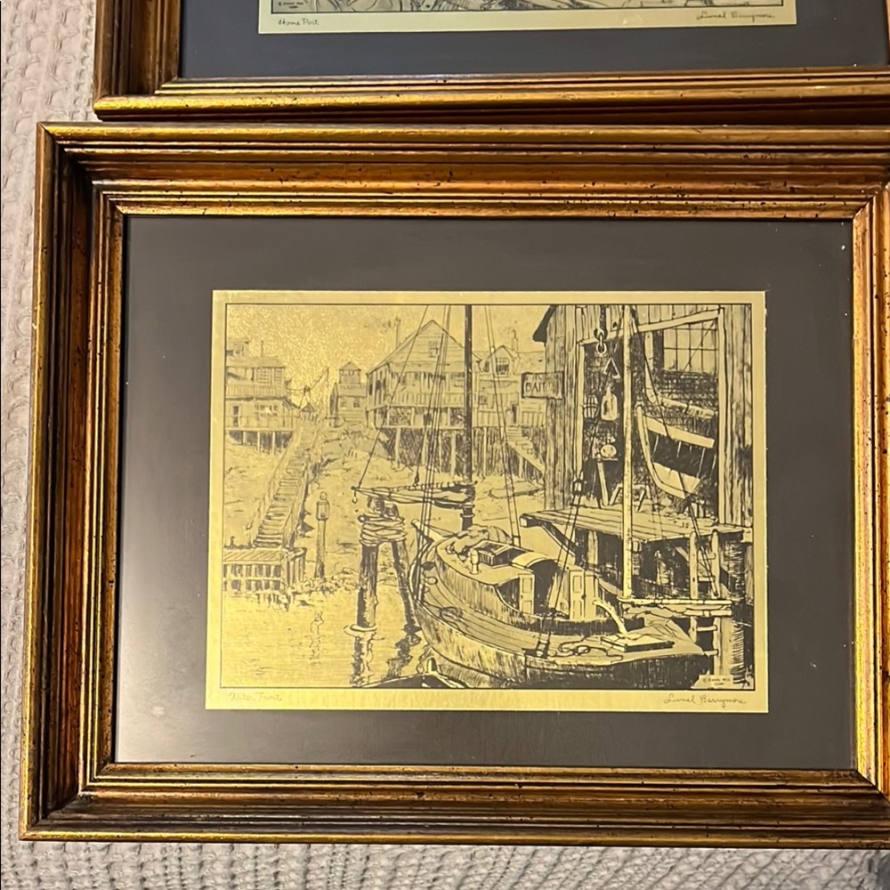 Framed Vintage Harbor Sketch